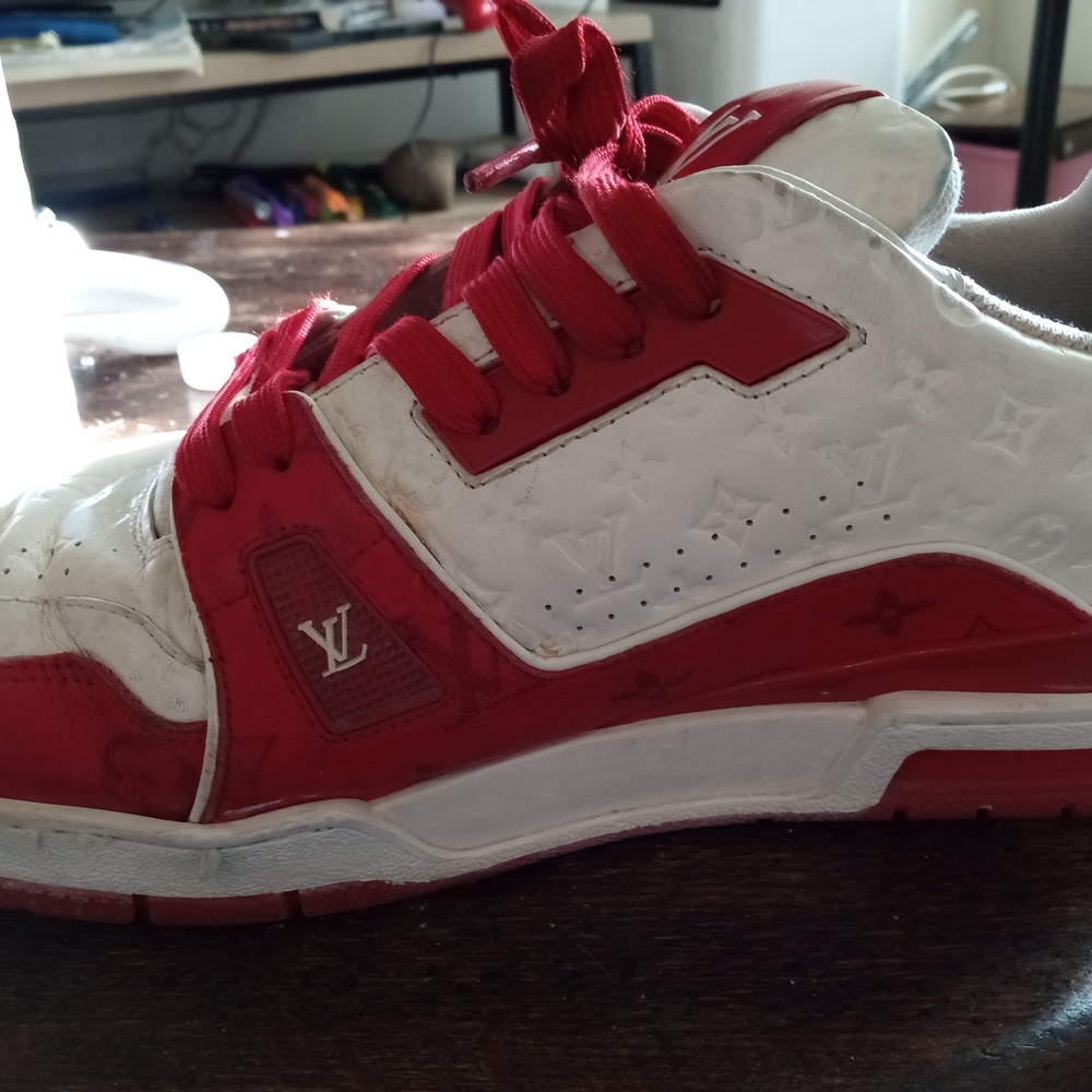 Louis Vuitton White and Red Athletic Sneakers - Picture 4 of 6